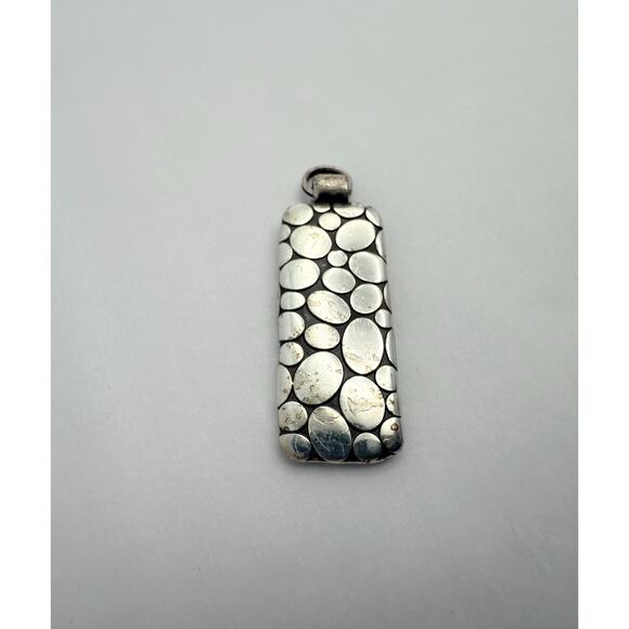 Heavy Modernist Sterling Silver "Pebble Dot" Texture Pendant - Picture 7 of 8